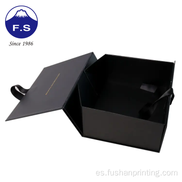 Caja de cartón de embalaje negro rígido rígido plegable impreso